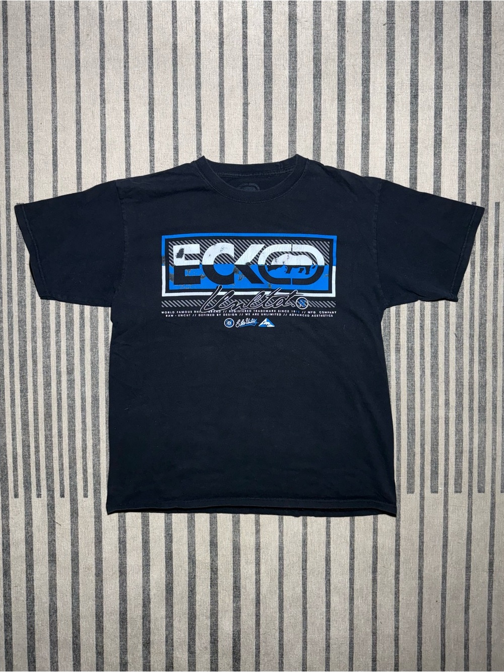 Ecko Unlimited Black Short Sleeve Tee with Blue Logo